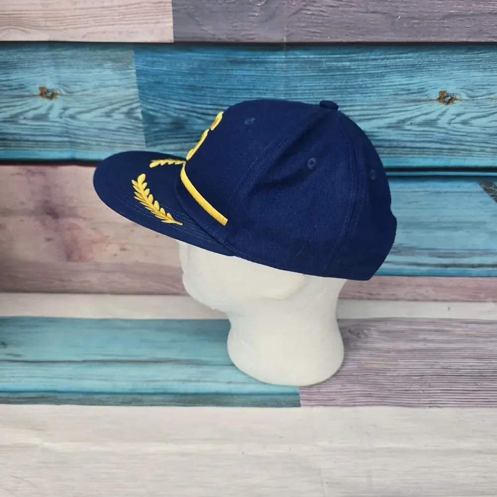 Seattle Mariner Hat Cap Pilots Hat Alaska Airlines Blue SnapBack Retro Blue EUC